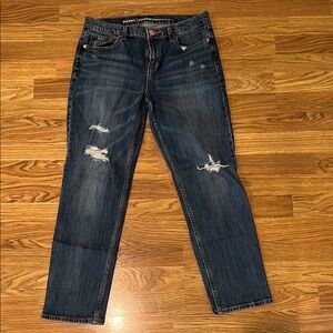 Old Navy Blue Boyfriend Jeans with Distressed Details